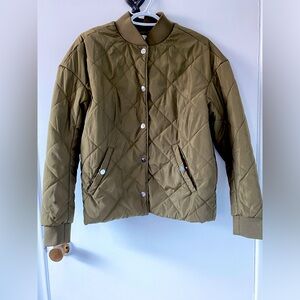 H&M Womens Military Green Quilted Bomber Jacket Size 4